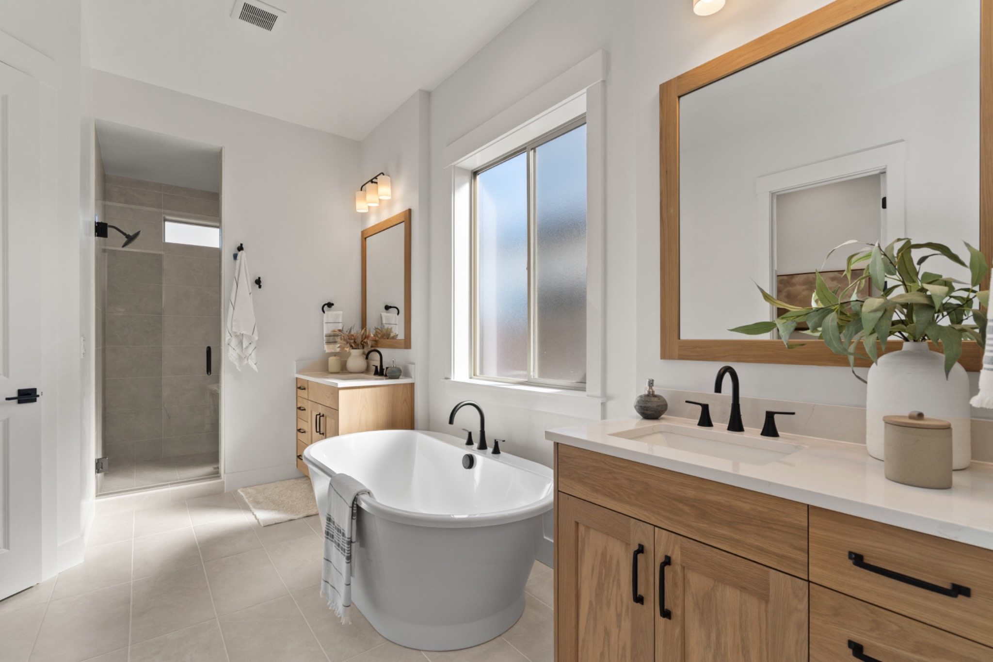 Primary bathroom with soaking tub and shower