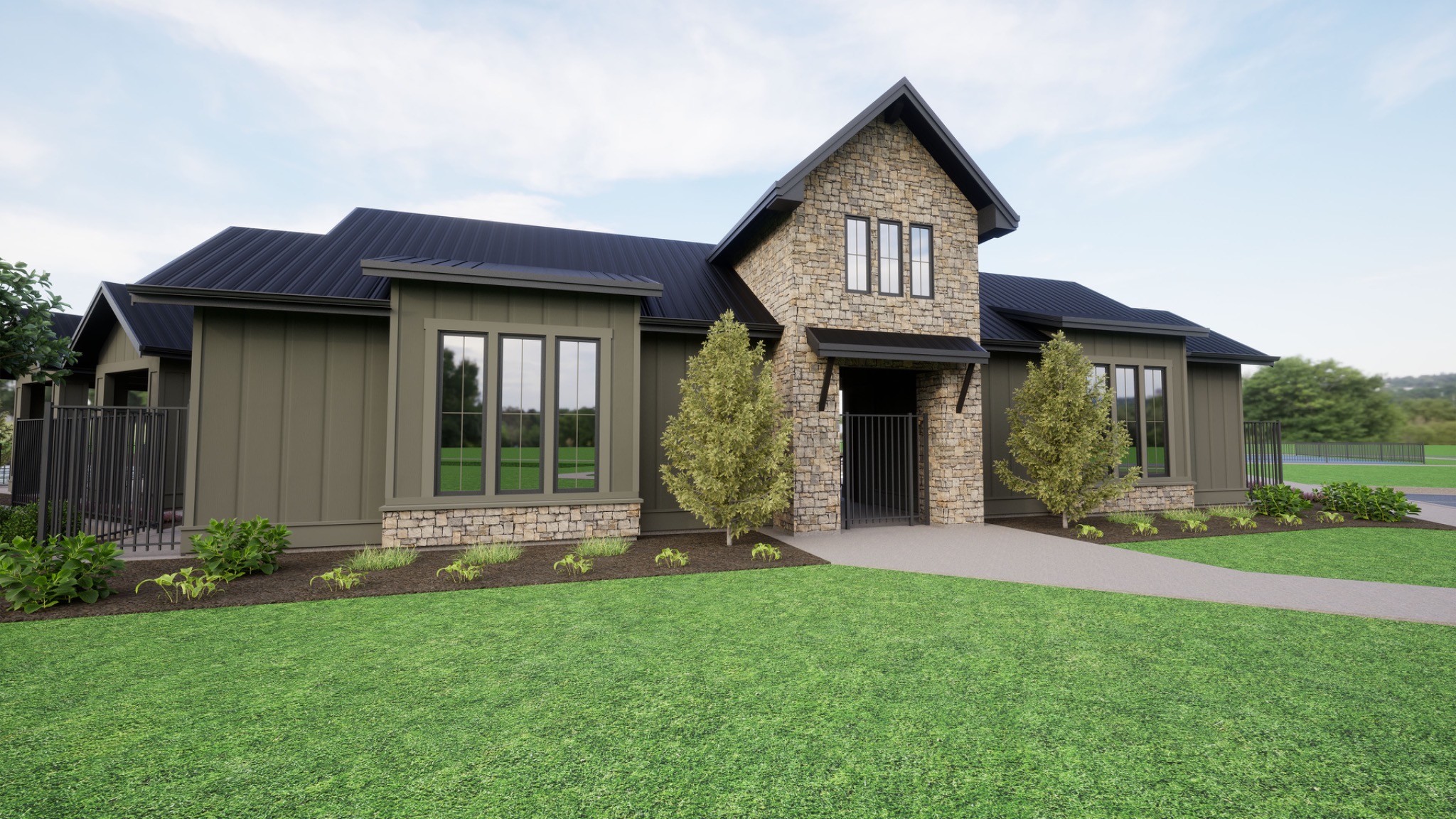 Architectural rendering of Eagledale clubhouse exterior