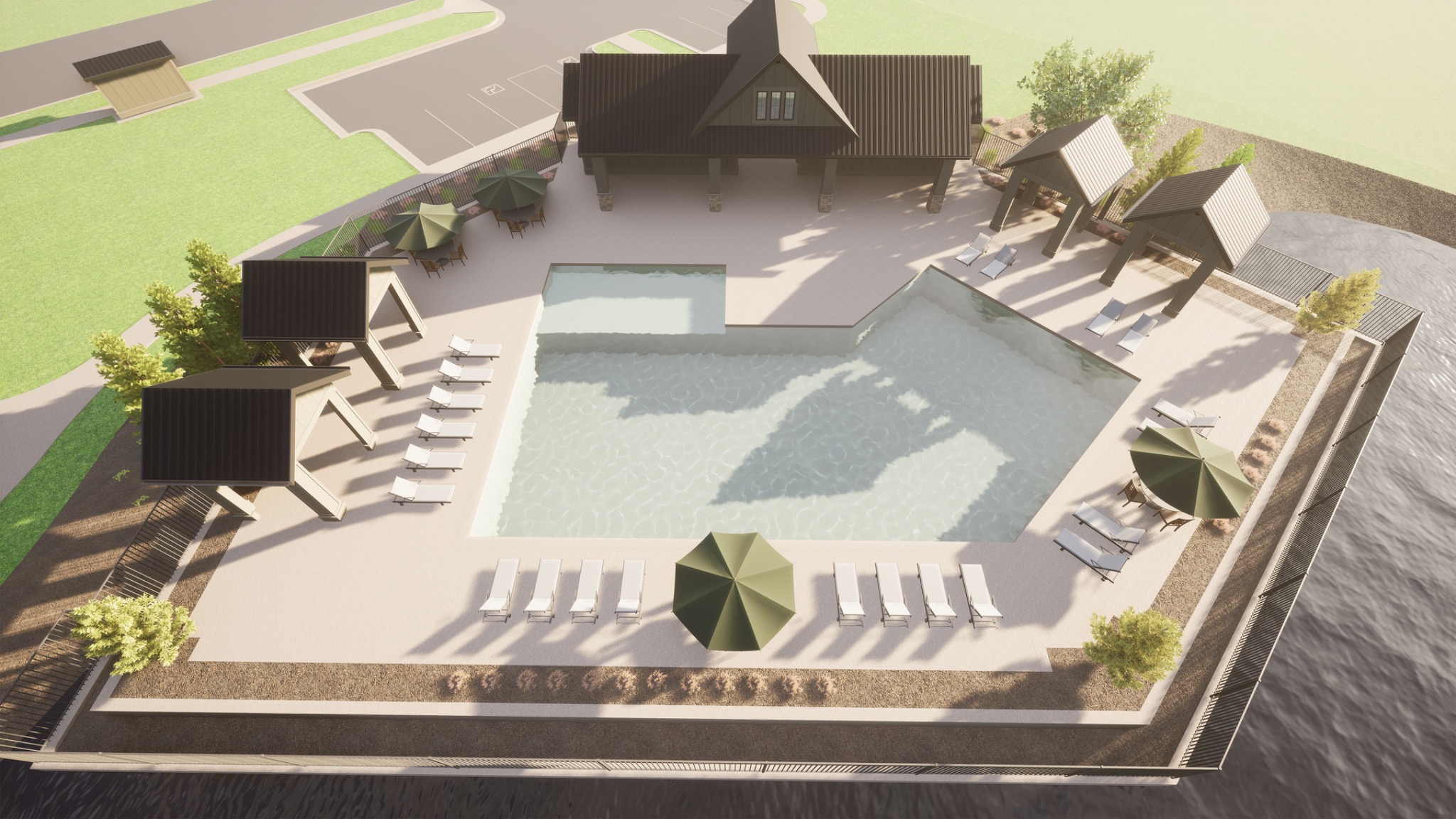 Architectural rendering of planned Eagledale pool and clubhouse