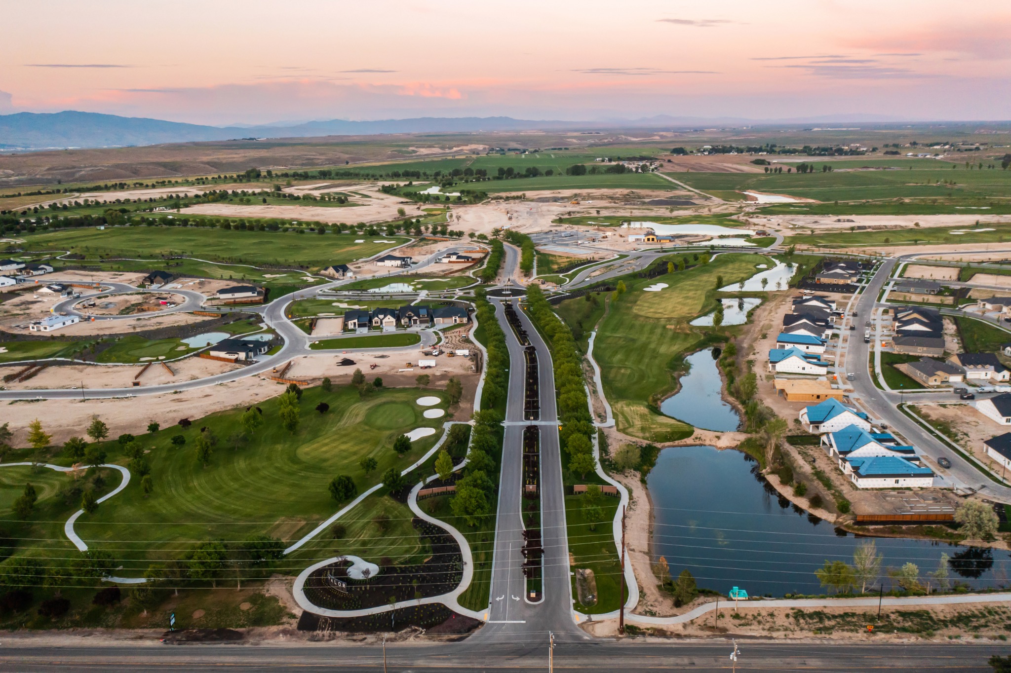 Aerial view of the Valor streets and golf course