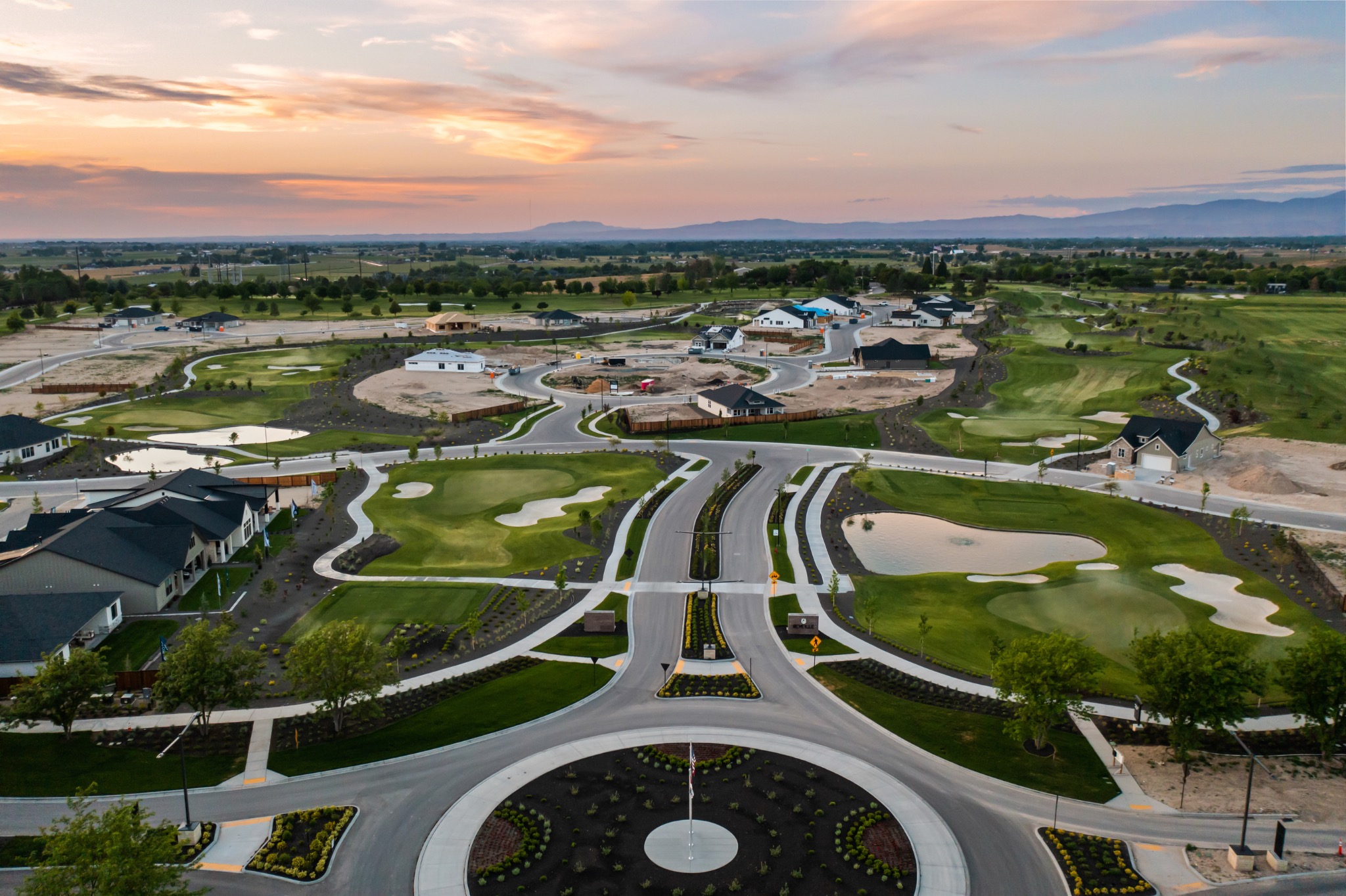 Valor community and streets at sunset